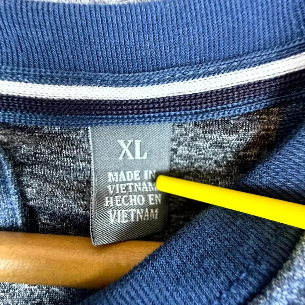 Michael Bastian Shirt Mens XL‎ Heather Blue Rayon Stretch Crew Neck Chest Pocket